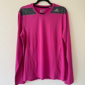 ADIDAS Techfit Climalite Running Shirt Womens Medium Pink Long Sleeve Athletic